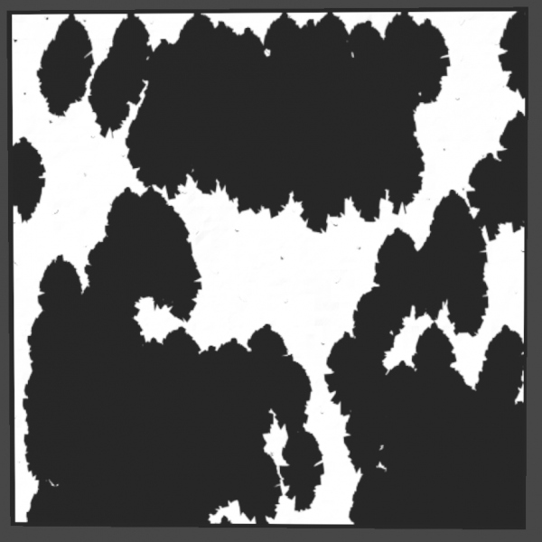 The shadow map of a scene full of trees.