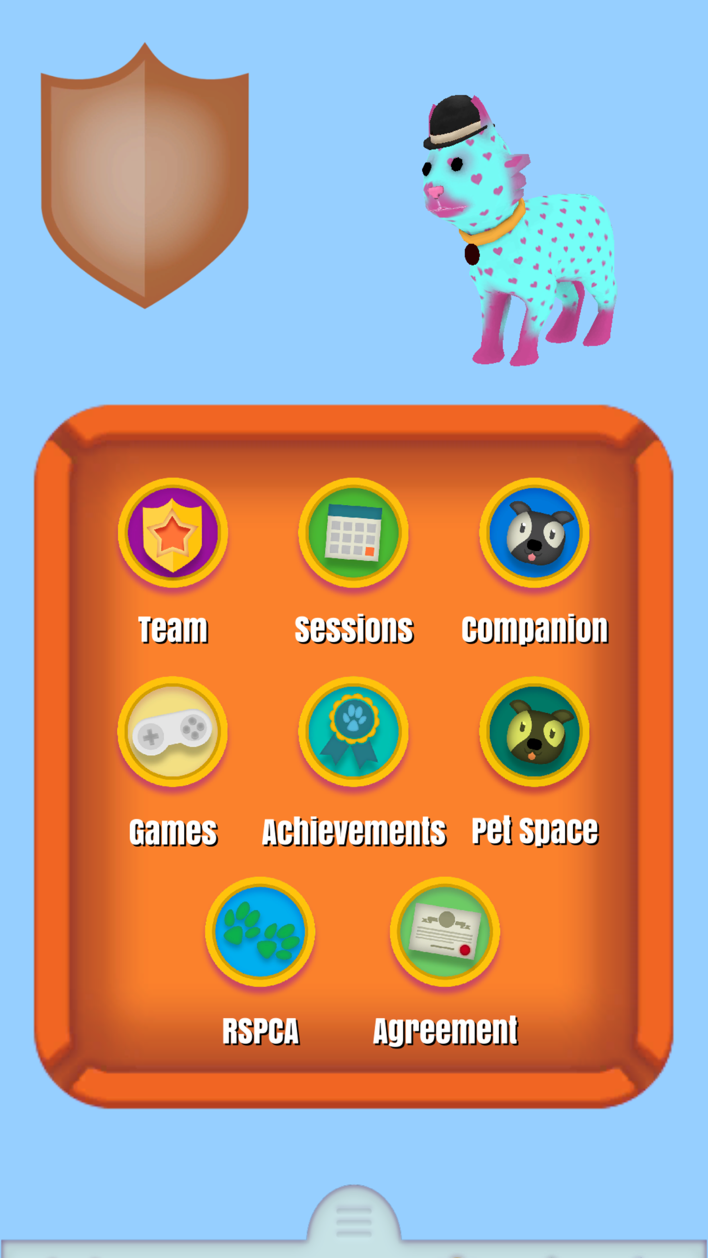 The app's main menu